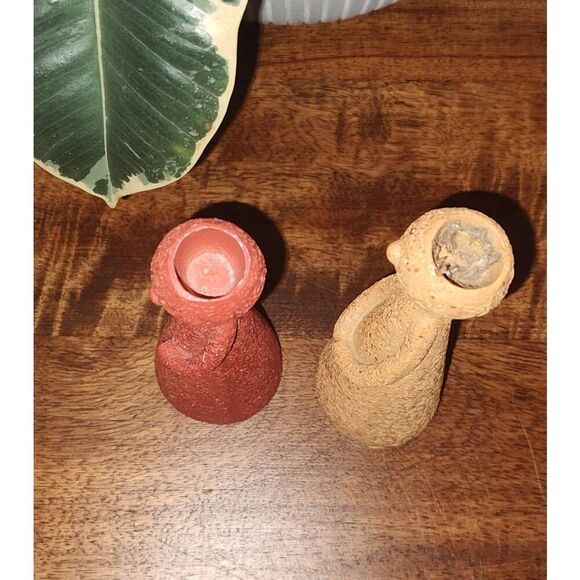 2 Anthropomorphic Air Fern Pots Whimsical Speckled Resin Figures Without Fern - Picture 5 of 6